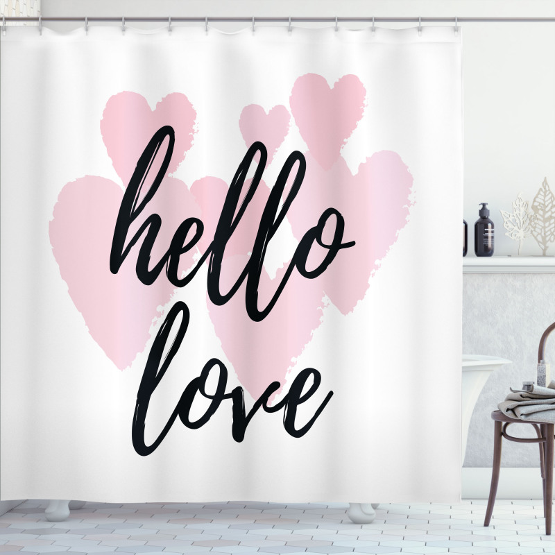 Romantic Phrase Hearts Shower Curtain