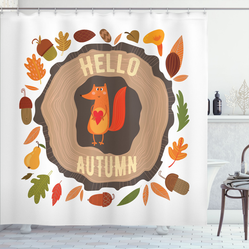 Autumn Theme Vintage Fox Shower Curtain