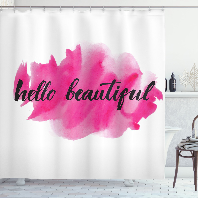 Words on Pink Shower Curtain