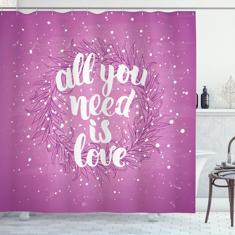 Valentines Floral Words Shower Curtain
