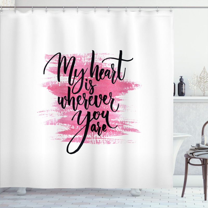 Romantic Ink Calligraphy Shower Curtain