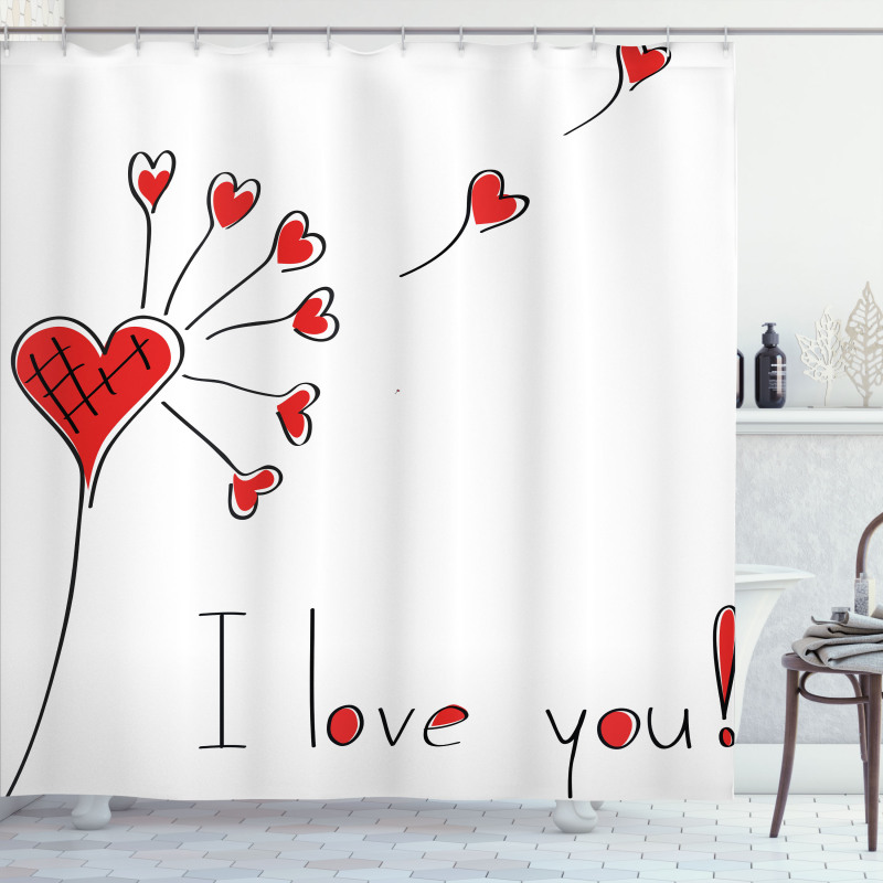 Dandelion with Hearts Shower Curtain