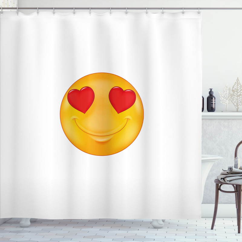 Cartoon Smiley Face Heart Shower Curtain