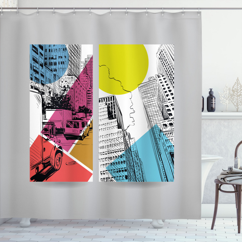 Urban Illustration Trucks Shower Curtain