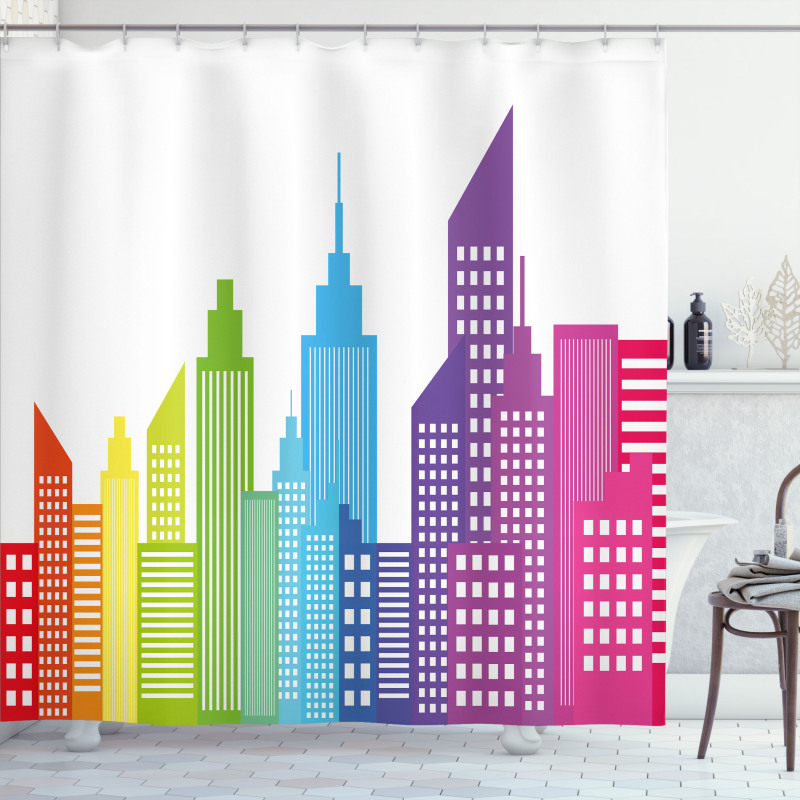 Colorful Skyline Urban Shower Curtain