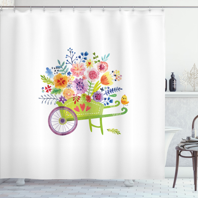 Wheelbarrow Flowers Shower Curtain