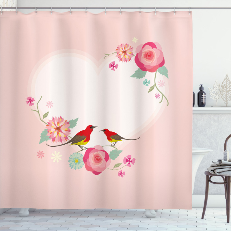 Valentines Day Motif Shower Curtain