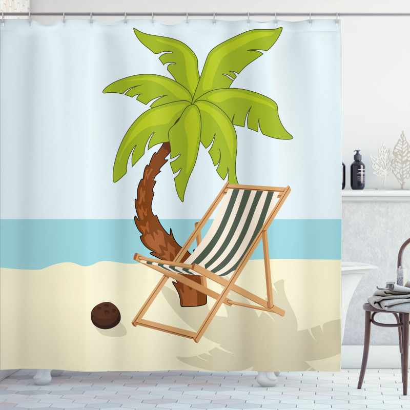 Cartoon Style Palm Tree Shower Curtain