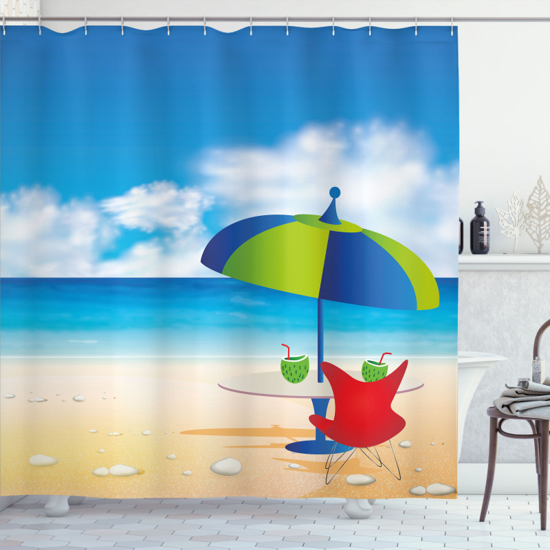 Relaxing Scene Umbrella Shower Curtain