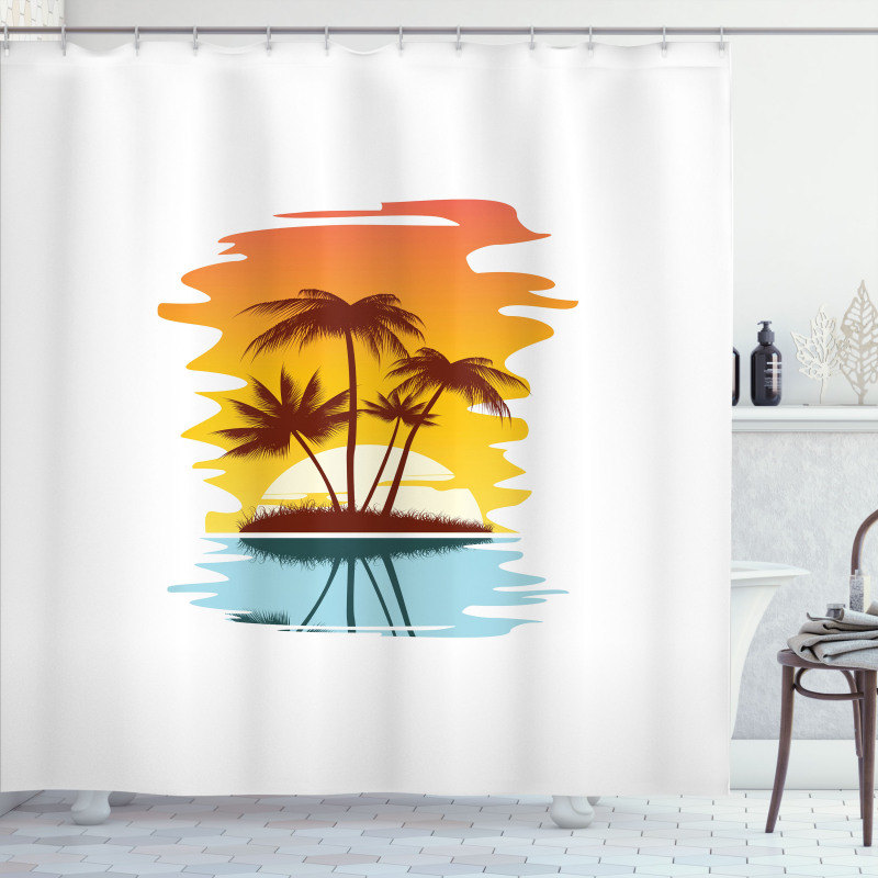 Exotic Palm Trees Sunset Shower Curtain