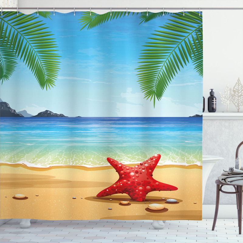 Starfish Ornate Design Shower Curtain