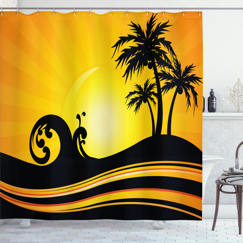 Holiday Waves and Trees Shower Curtain