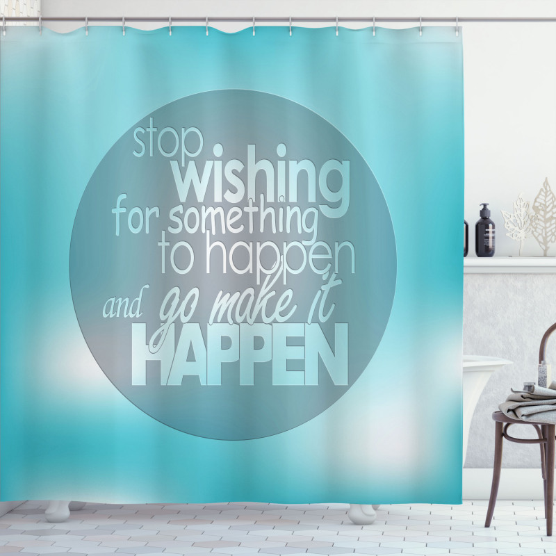 Wise Words on Blue Shower Curtain