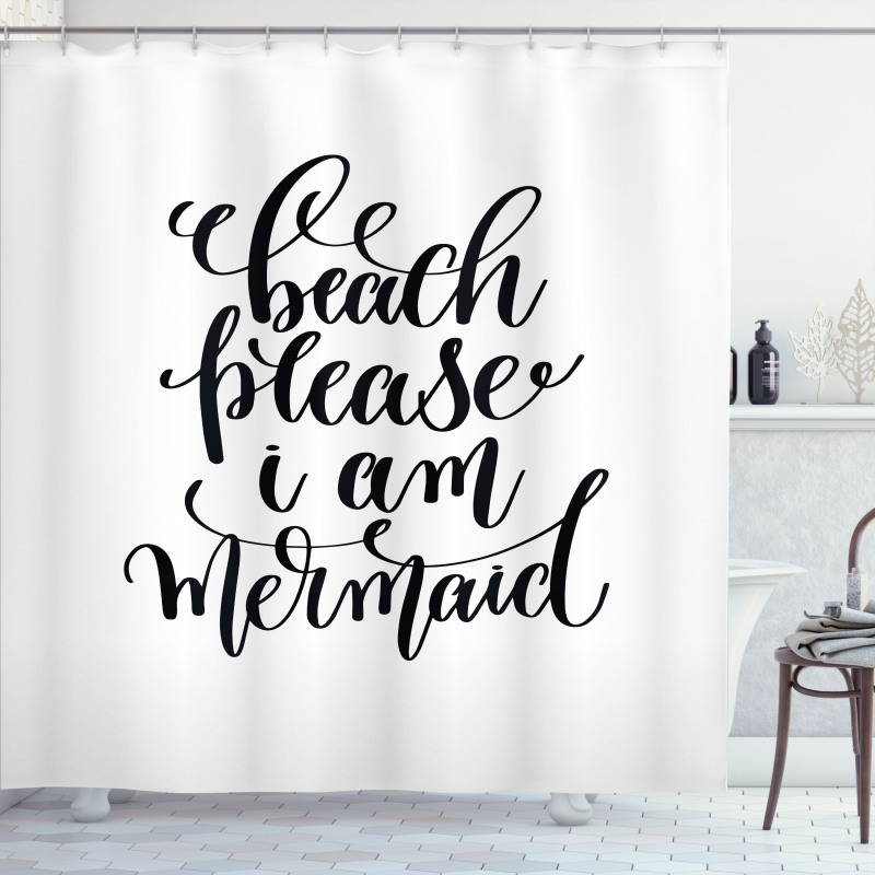 Cool Font Mermaid Theme Shower Curtain