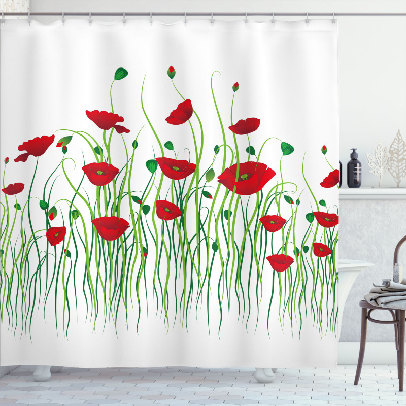 Flowers on a Rural Field Shower Curtain