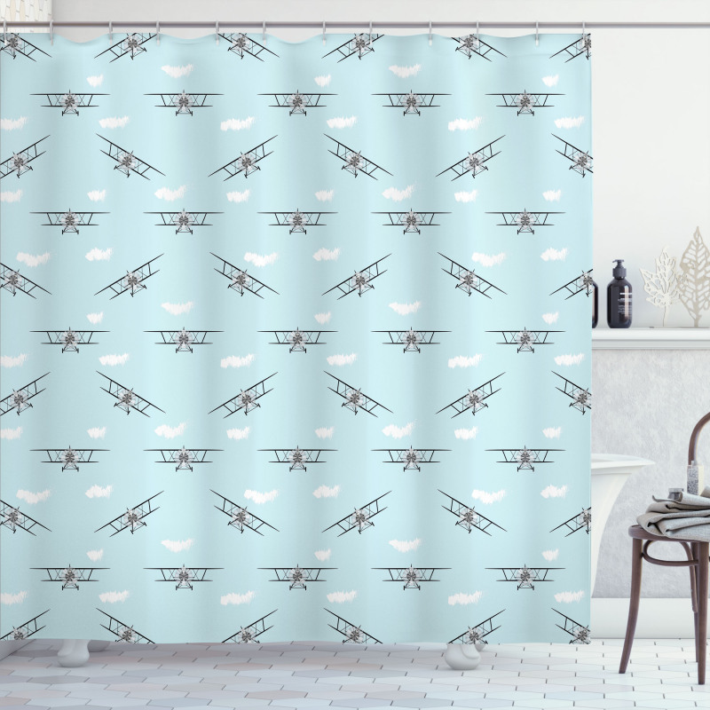Old Aircraft Biplanes Shower Curtain