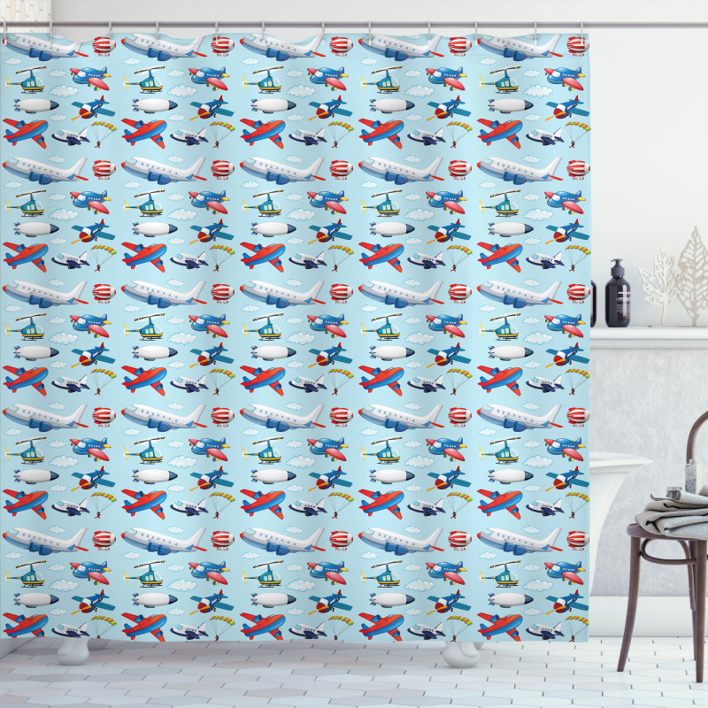 Aircrafts Sky Diving Shower Curtain