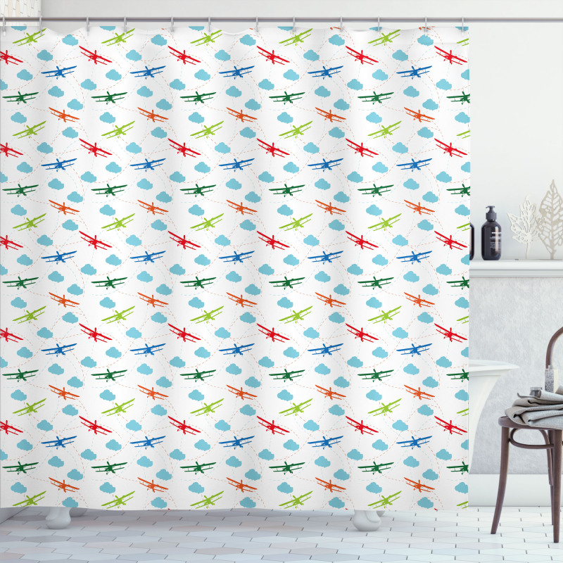 Colorful Retro Travel Shower Curtain