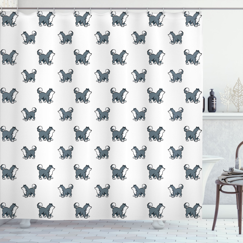 Siberian Husky Puppy Shower Curtain