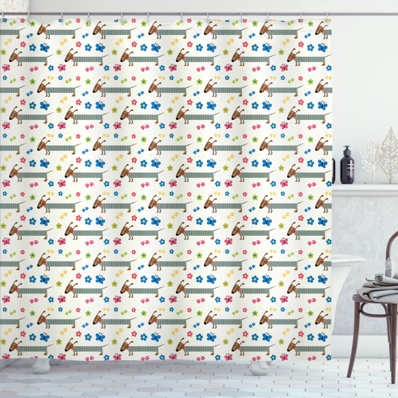 Wiener Dog Cartoon Shower Curtain