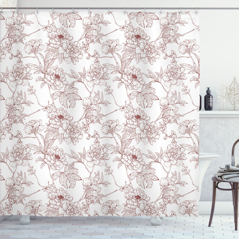 Rustic Peonies Shower Curtain