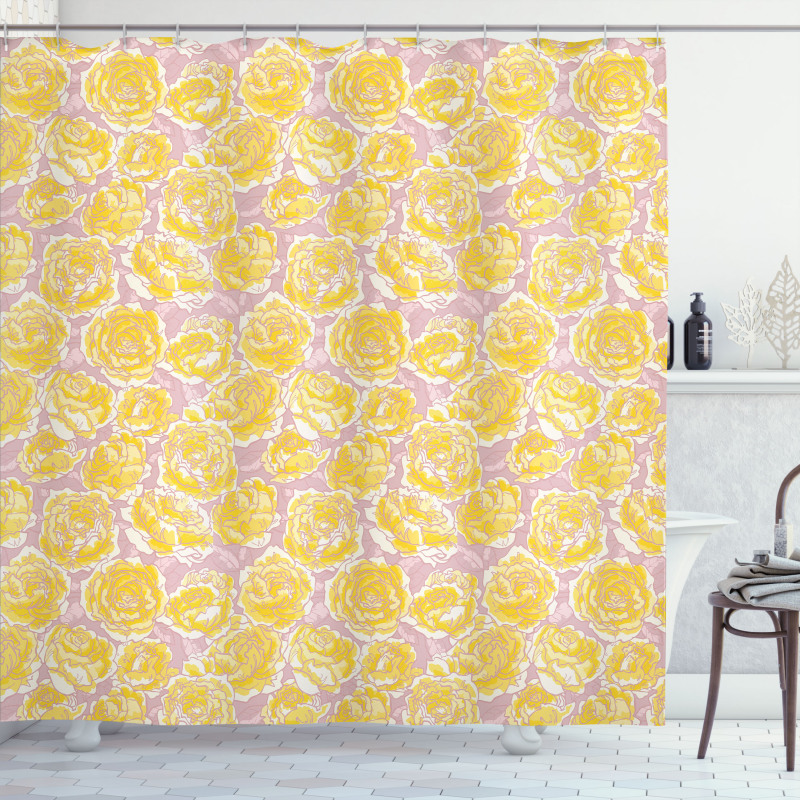 Yellow Roses Blooming Shower Curtain