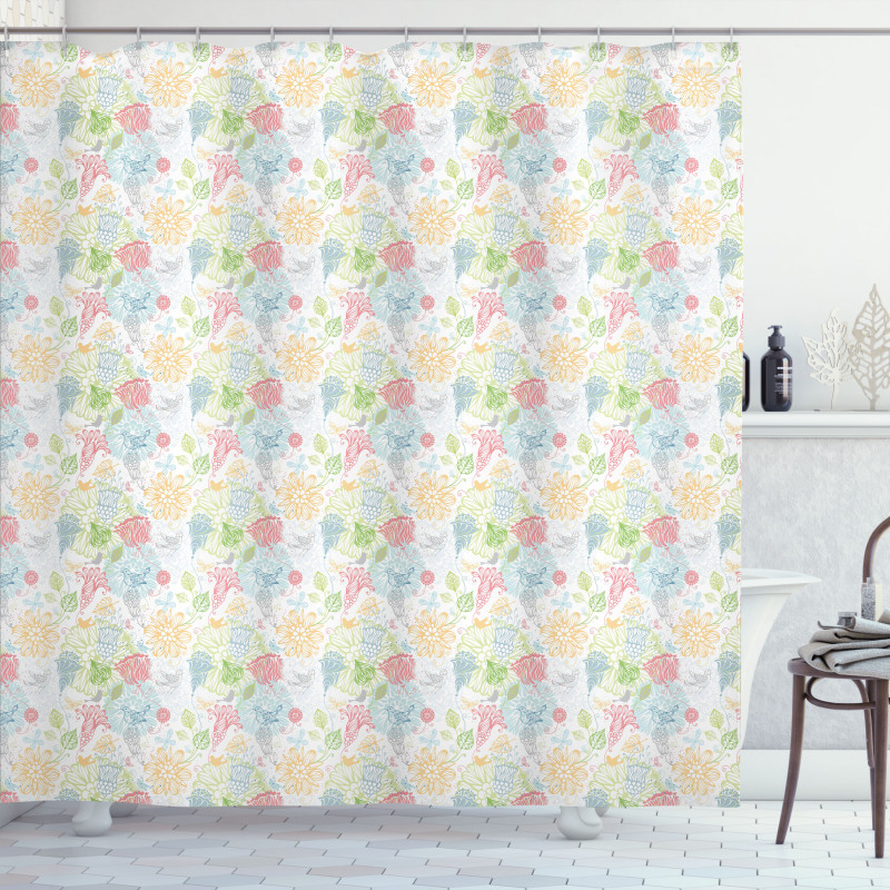 Trace Style Flora Fauna Shower Curtain