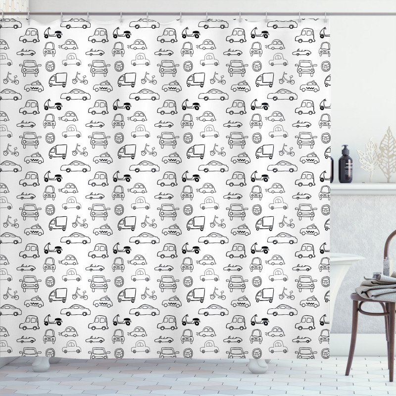 Transportation Sketch Art Shower Curtain