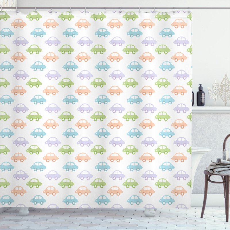 Simple Pastel Automobiles Shower Curtain