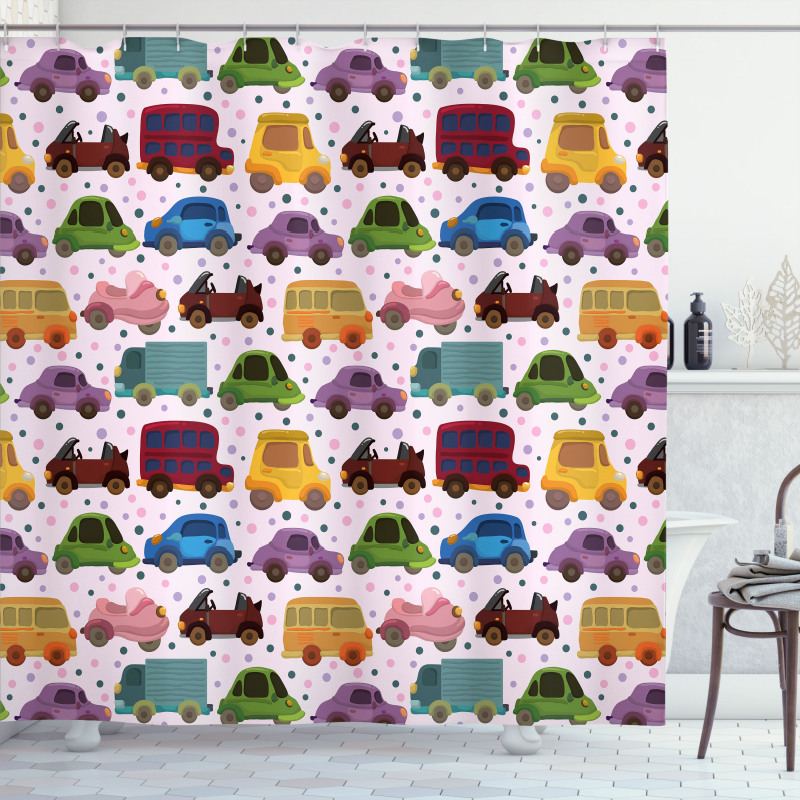 Cartoon Vehicle Design Shower Curtain