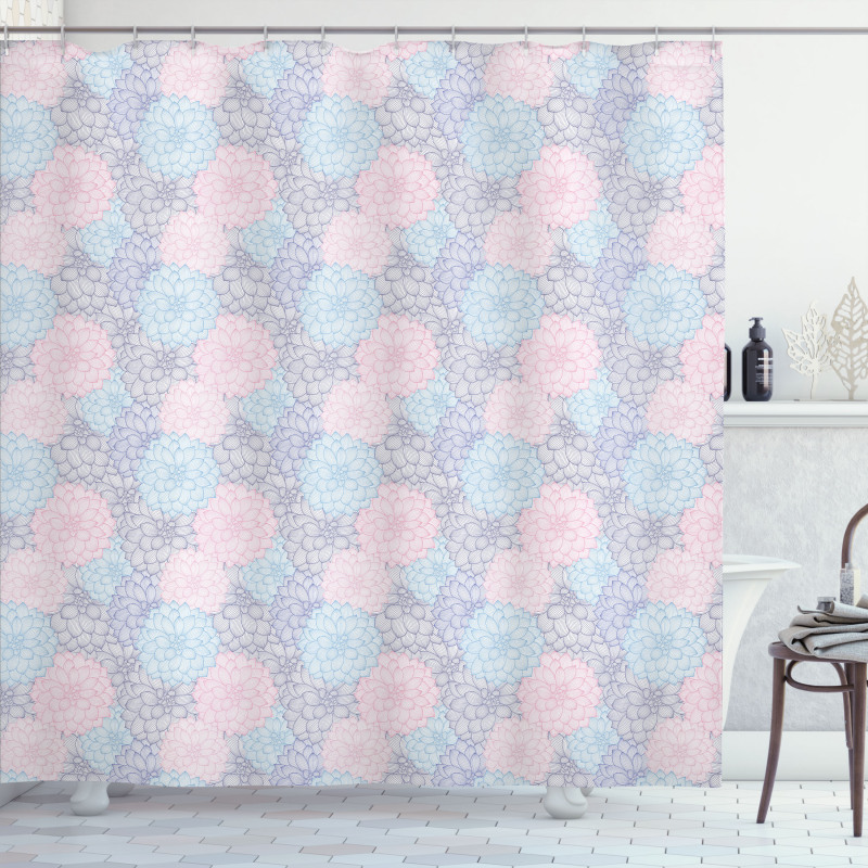 Hand Drawn Pale Blooms Shower Curtain