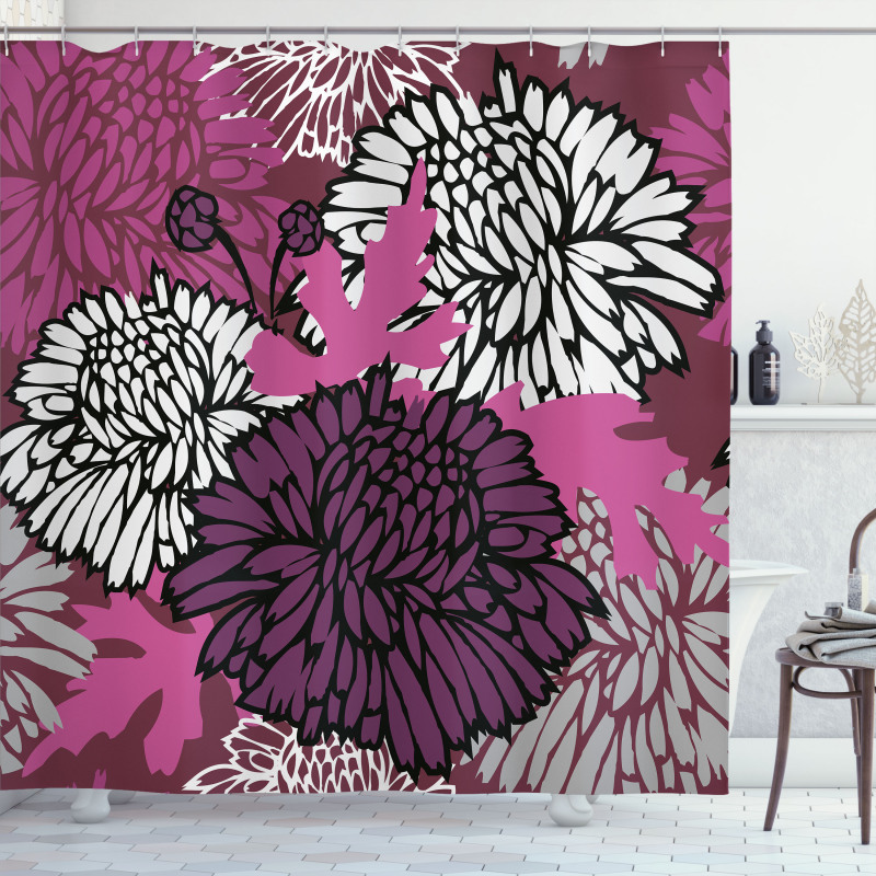 Large Floral Petals Bud Shower Curtain