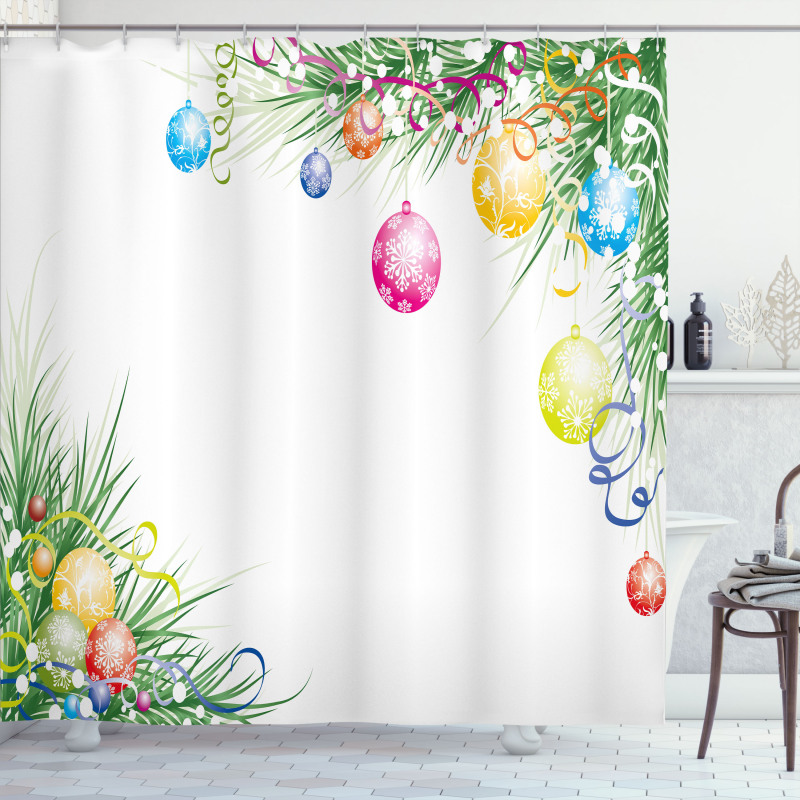 Colorful Baubles Theme Shower Curtain