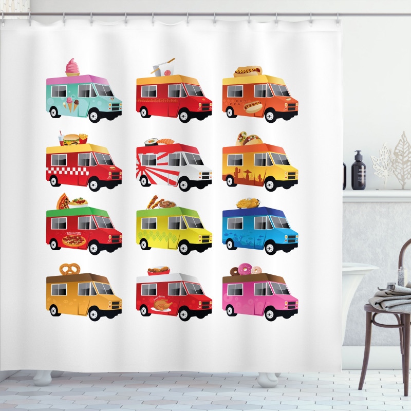 Colorful Food Trucks Shower Curtain