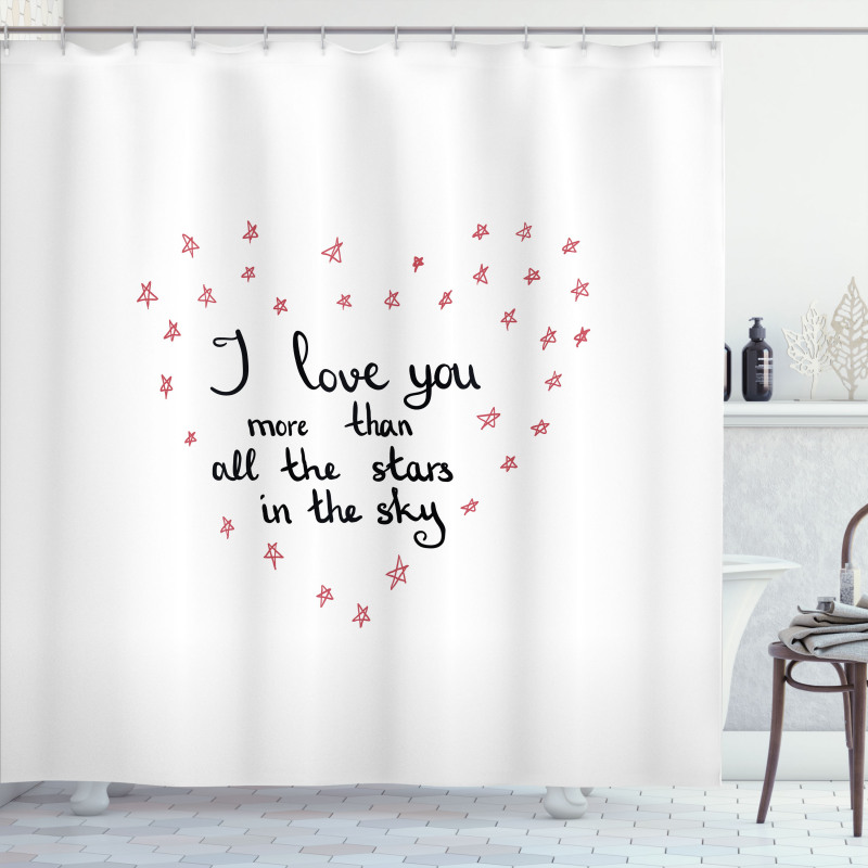 Stars Heart Shape Shower Curtain