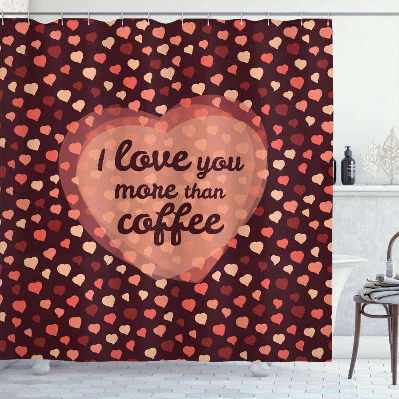 Coffee and Hearts Shower Curtain