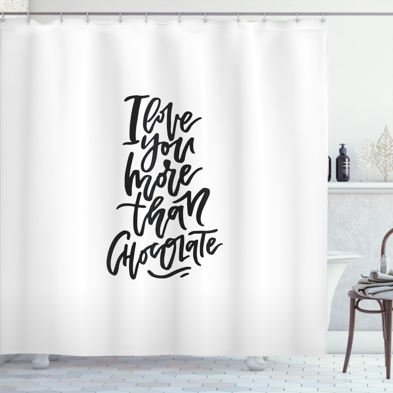 Chocolate Phrase Shower Curtain