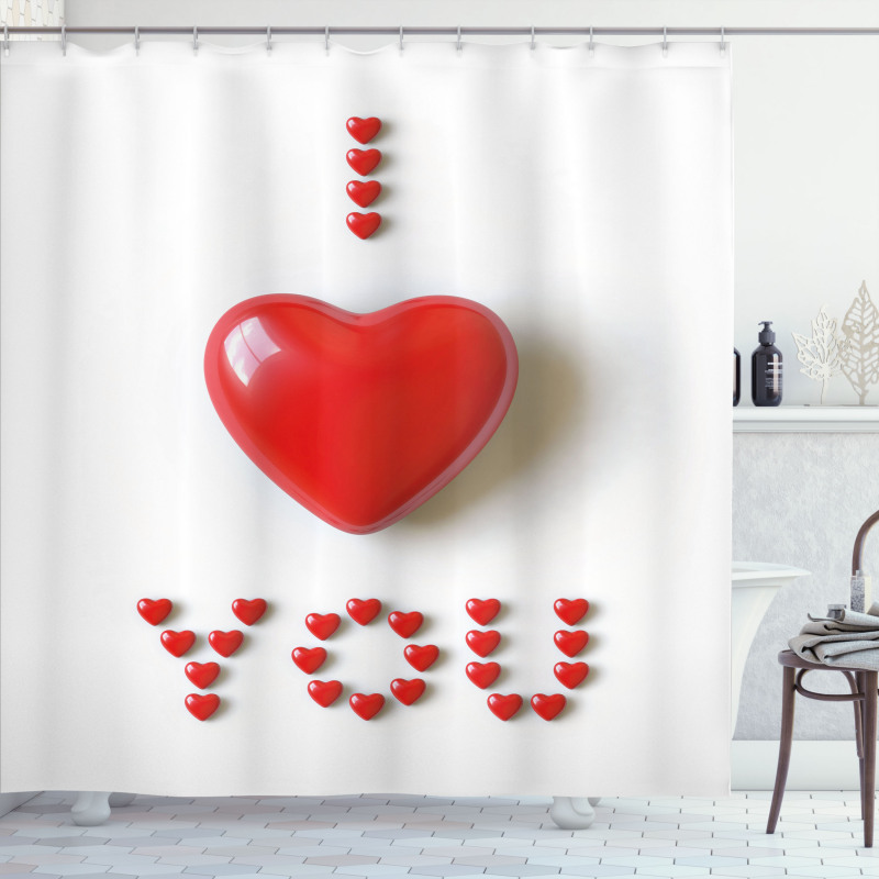 3D Heart Letters Shower Curtain
