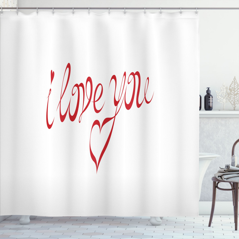 Swirling Font in Red Shower Curtain