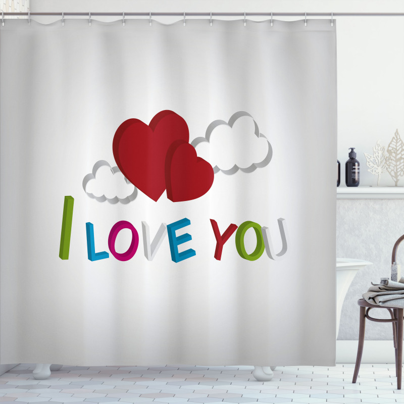 Letters Clouds Heart Shower Curtain