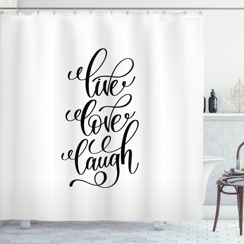 Live Love Composition Shower Curtain