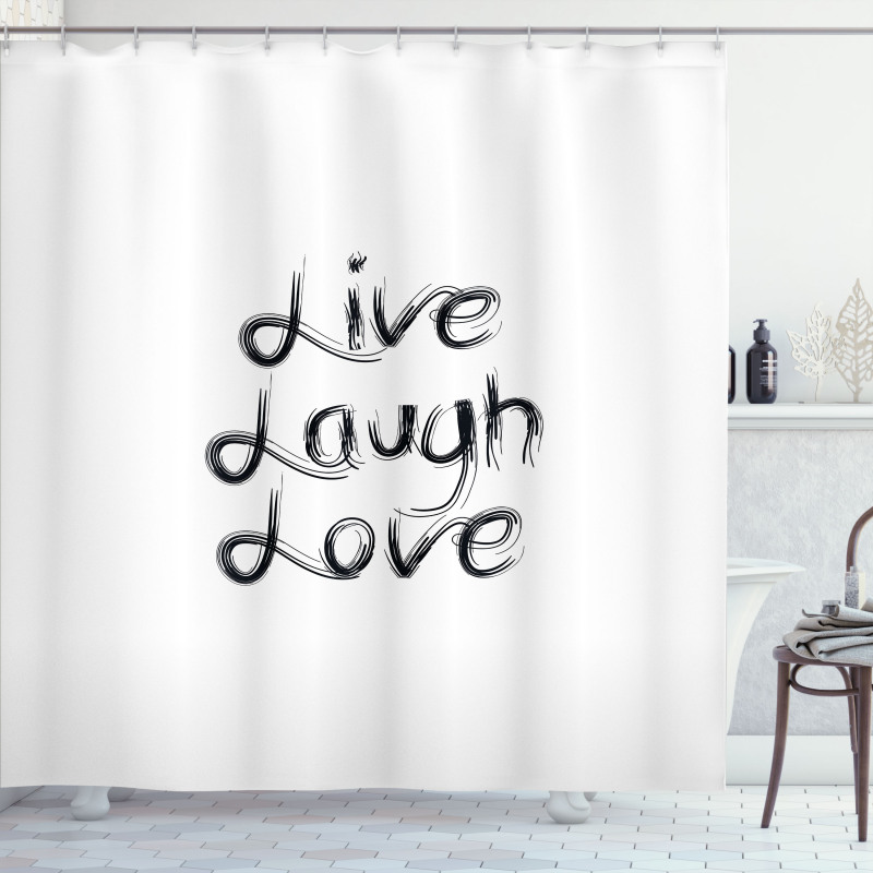 Black Words Shower Curtain