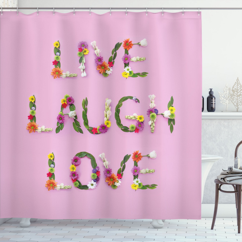 Floral Words Shower Curtain