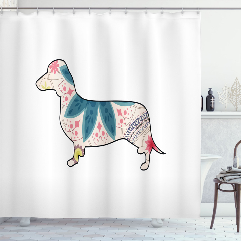 Floral Puppy Shower Curtain