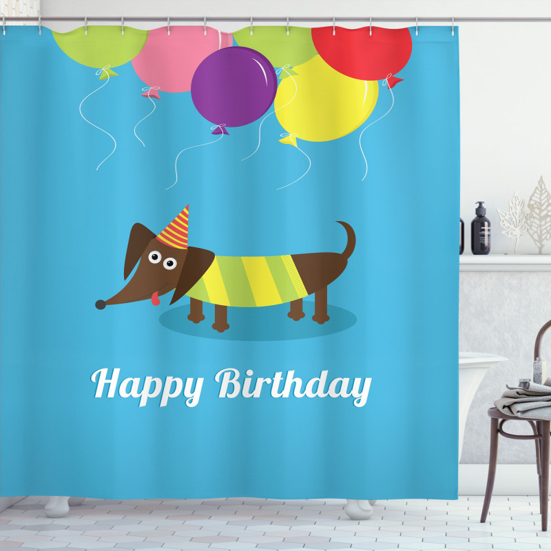 Dog and Balloons Shower Curtain