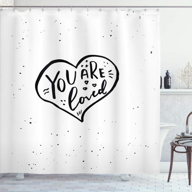 You Are Loved Heart Shower Curtain