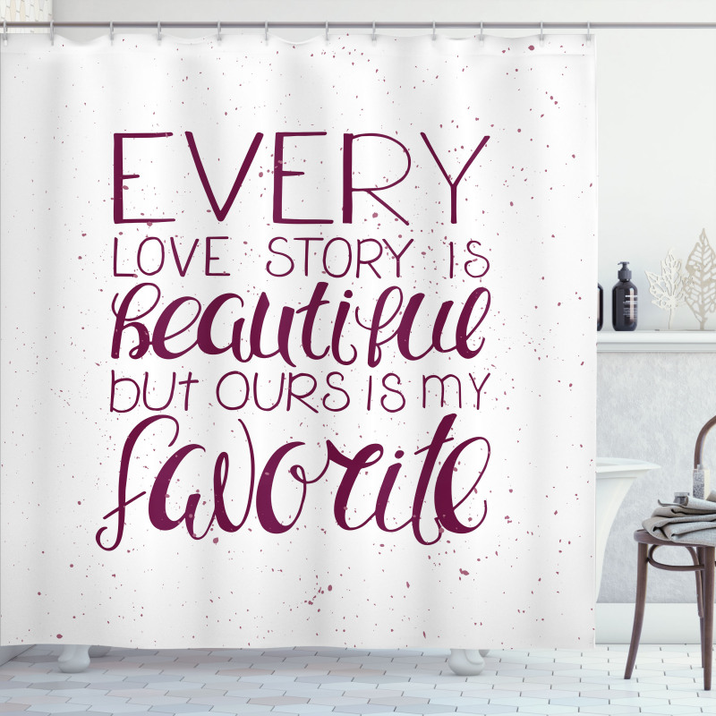 Romance Words Our Story Shower Curtain