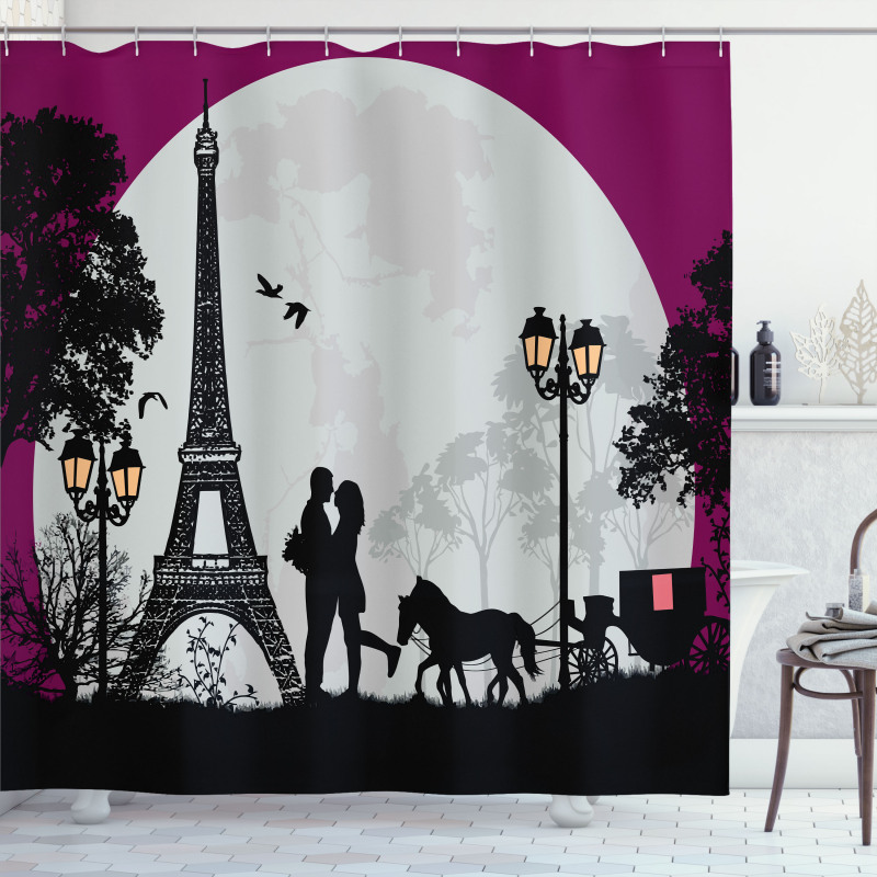 Couple with Full Moon Shower Curtain