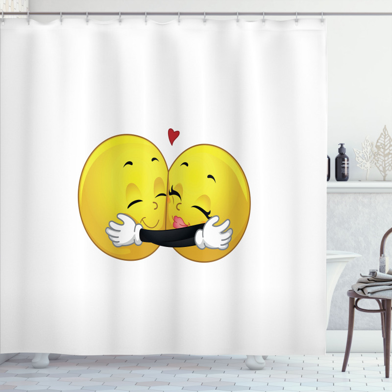 Emoji Hugging Shower Curtain