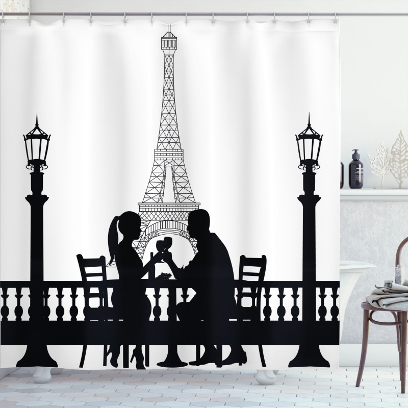 Couple in Dinner Paris Shower Curtain